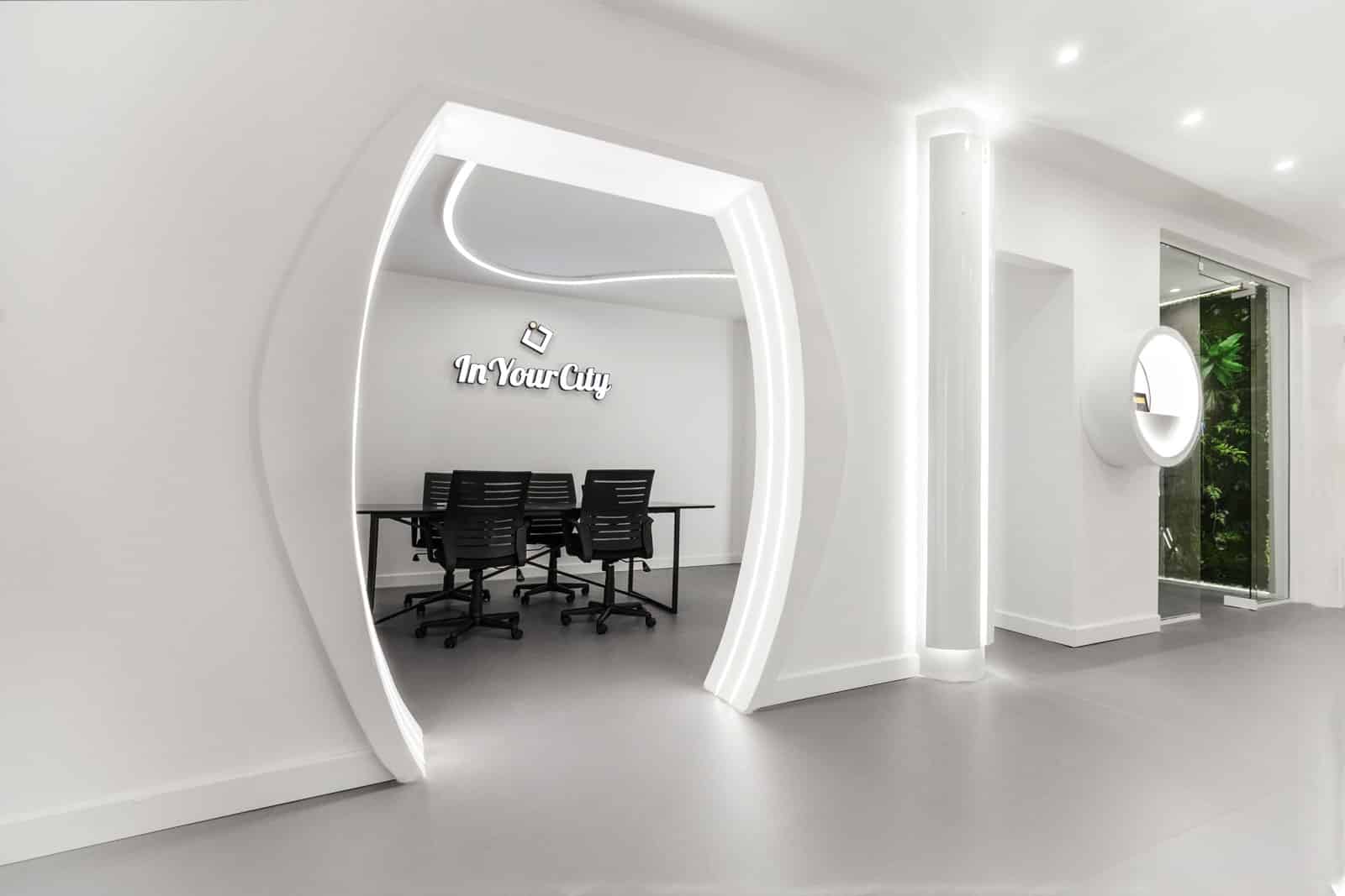 InYourCity digital marketing agency office with the branded archway in Athens
